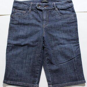 Nine West Jeans Capri Blue Denim Bermuda Shorts Sz 6 White Stitching